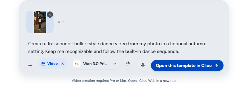 Your photo in this page’s ready template, before opening Clico