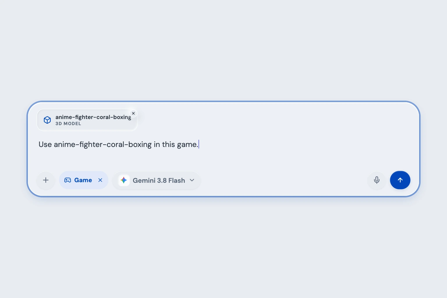 Reconstructed Clico Game draft with the selected animated fighter attached and an editable brief