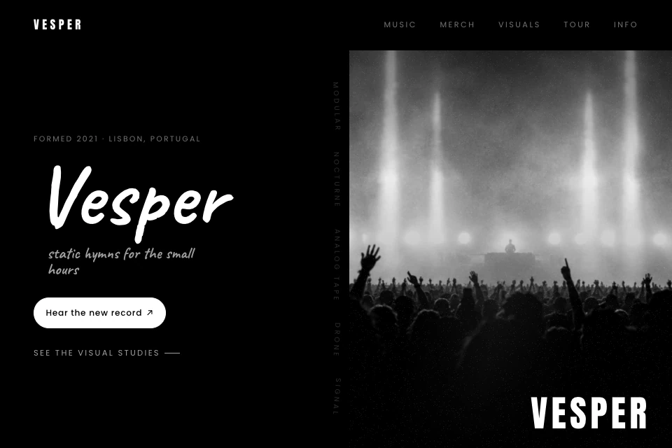 Actual VESPER website with its live public site link