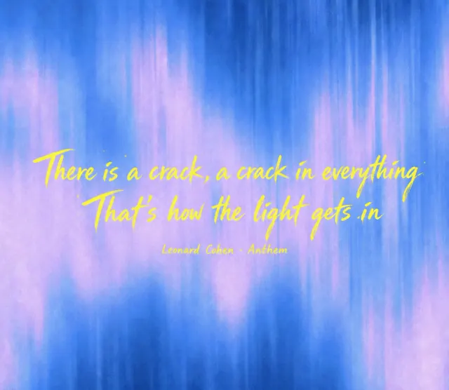 Centered yellow brush lettering over a softly blurred blue and lavender background