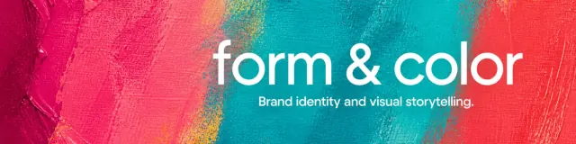 Wide LinkedIn background with Form and color lettering over tactile colorful paint