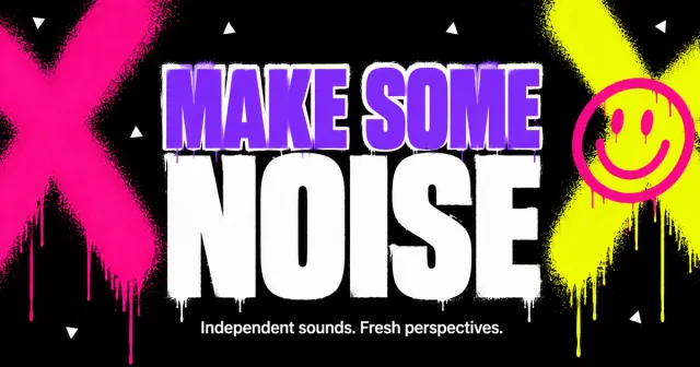 Black social preview image with bold Make some noise lettering and fluorescent pink and yellow marks