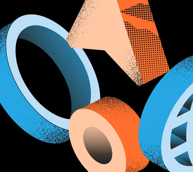 Cyan and orange glyphs