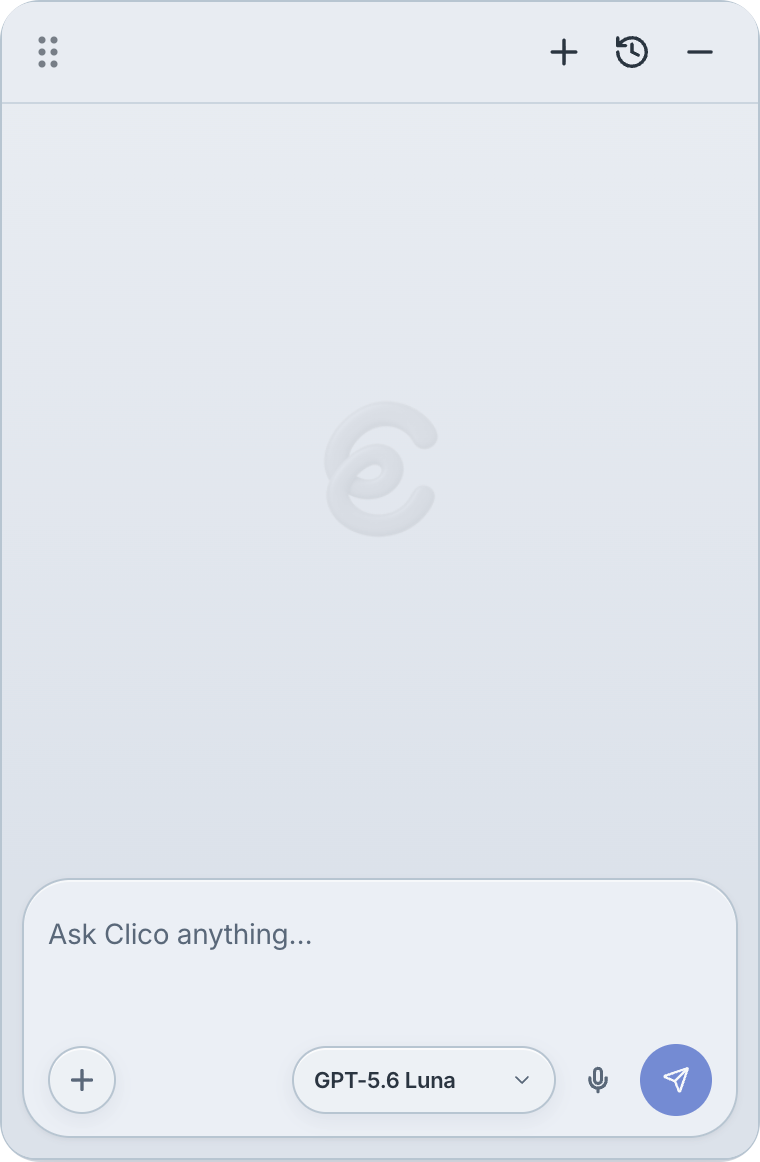 Current Clico Extension panel and model selector