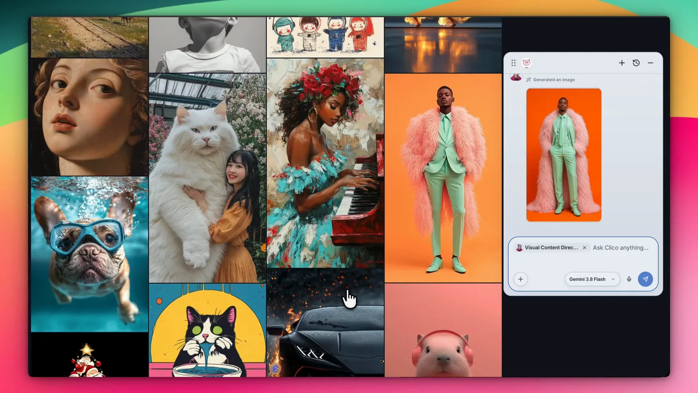 Clico Extension turns a fashion reference into an image prompt, then creates an image from it