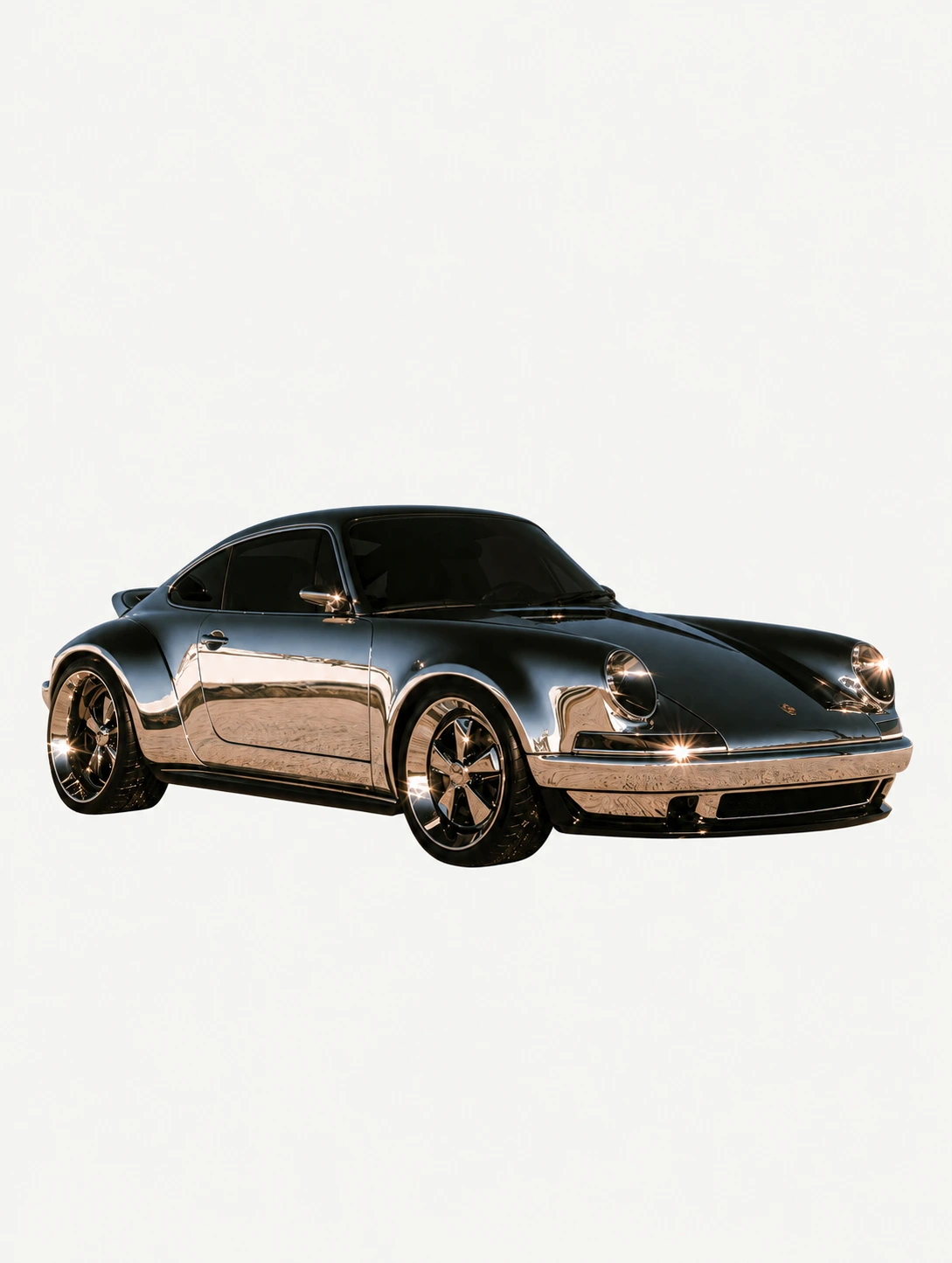 Chrome car with its background removed, illustrative edit