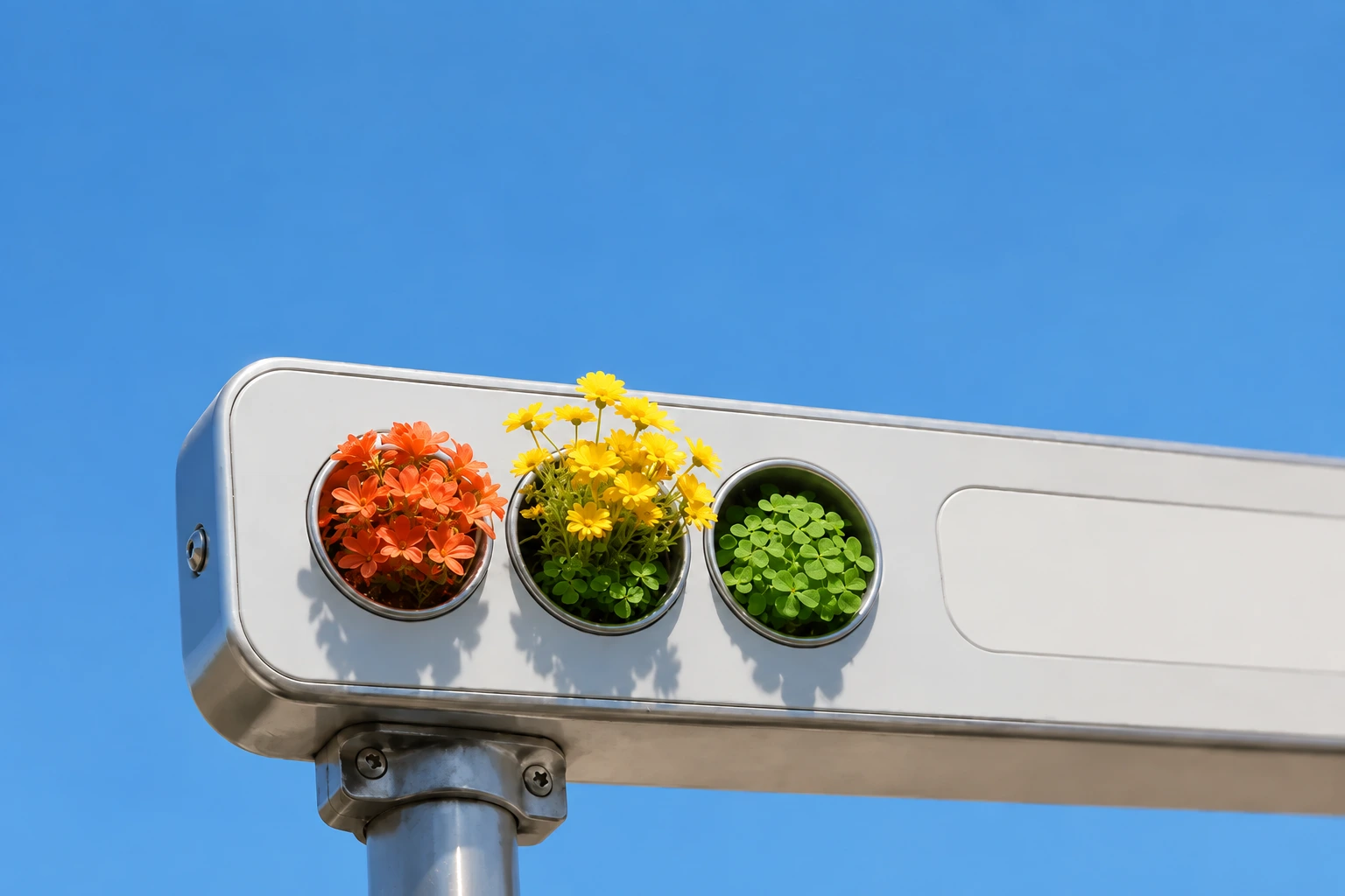 Flower planters with the bee removed, illustrative edit