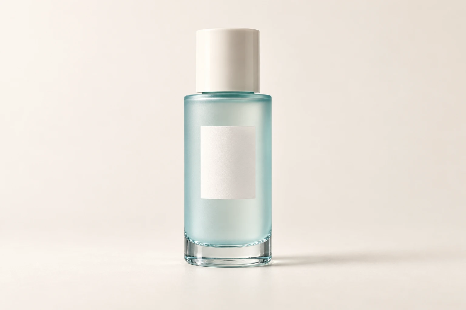 Original aqua skincare bottle with an ivory cap on a plain warm-white background